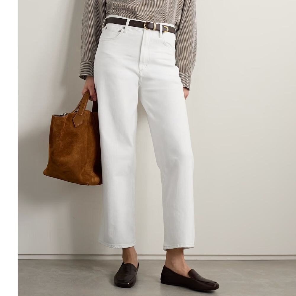 AGOLDE Ren high-rise wide-leg jeans in white